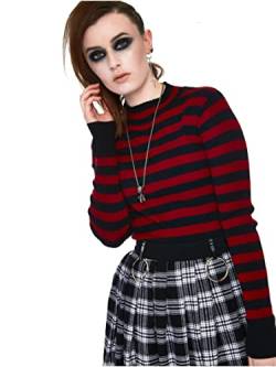 Jawbreaker Menace Red and Black Stripe Sweater Frauen Strickpullover schwarz/rot S von Jawbreaker