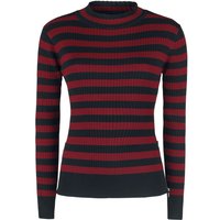 Jawbreaker - Rockabilly Strickpullover - Menace Red And Black Stripe Sweater - XS bis XXL - für Damen - Größe XS - schwarz/rot von Jawbreaker
