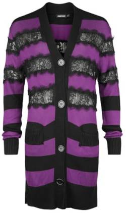 Jawbreaker Stripes Oversized Cardigan with Lace Frauen Cardigan schwarz/lila XXL von Jawbreaker