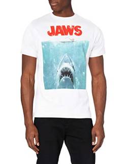 Jaws Herren Filmposter T-Shirt, Weiß (Weiß Weiß), XL von Jaws