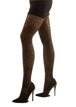 Jay-Fashionbox Damen Strumpfhose Blickdichte mit Leopard Animal Muster Leo 50 DEN Schwarz S/M/L/LX von Jay-Fashionbox