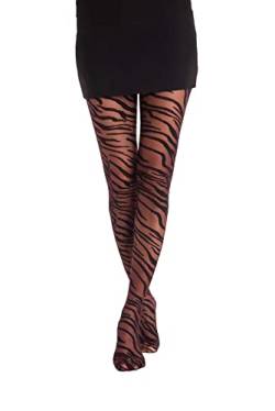 Jay-Fashionbox Damen Strumpfhose Muster Streifen Zebra 40 DEN Gemustert Schwarz S/M, L/XL (L/XL) von Jay-Fashionbox