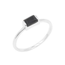 Jay Jools Granat-Ring, halbe Lünette, Baguette-Form, Edelstein, 925er Sterlingsilber, minimalistisch – Solitär-Verlobungsring, Schmuck für Frauen, US 10 von Jay Jools