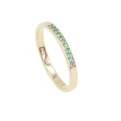 Jay Jools Stapelbarer Ring aus 9-karätigem Gelbgold | Smaragd-Half-Eternity-Bandring für Damen und Mädchen, US 10 von Jay Jools