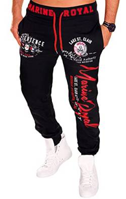 Jaylvis Herren Jogginghose Training Fitness Jogger Sweatpants Sport Marine Royal H.512 Schwarz-Rot XXL von Jaylvis