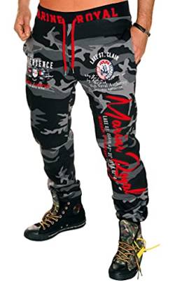 Jaylvis Herren Jogginghose lang Baumwolle Camouflage Army Sweatpants Sport Fitness H.512 (S, Camou-Rot) von Jaylvis