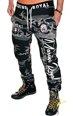 Jaylvis Herren Jogginghose lang Baumwolle Sweatpants Sport Fitness Camouflage Marine Royal H.512 (6XL, Camou-Weiß) von Jaylvis