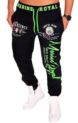 Jaylvis Herren Jogginghose lang Baumwolle Sweatpants Sport Fitness H.512 (XS, Schwarz-Grün) von Jaylvis