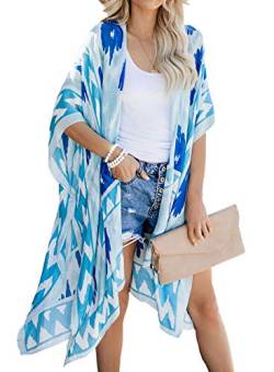 JayscreateEU Damen Kimono Cardigan Sommer Cover up Bikini Bluse Boho StrandCardigan Fledermausärmel Chiffon Strickjacke Strandkleidung von JayscreateEU