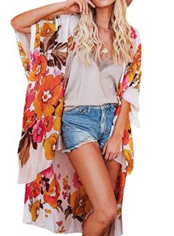 JayscreateEU Damen Kimono Cardigan Sommer Cover up Bikini Bluse Boho StrandCardigan Fledermausärmel Chiffon Strickjacke Strandkleidung. von JayscreateEU