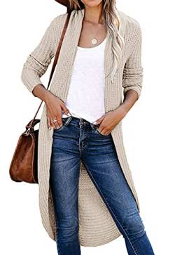 JayscreateEU Strickjacke Damen Grobstrick Strickmantel strickcardigan Lange Damen Herbst Winter Casual Open Front Sweater Elegant Zwei tragen Offen Pulllover High Stretchy Grobstrickjacke Lange Ärmel von JayscreateEU