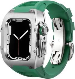 Jazoxy Edelstahl-Uhrengehäuse, Gummi-Uhrenarmband, für Apple Watch Ultra 8, 7, 6, 5, 4, SE-Serie, Gummiband, Edelstahl-Gehäuse, Mod Kit, für iWatch 44 mm, 45 mm, 49 mm Uhrenersatz, 49 mm, Achat von Jazoxy