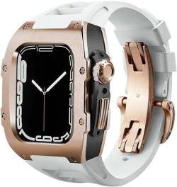 Jazoxy Edelstahl-Uhrengehäuse, Gummi-Uhrenarmband, für Apple Watch Ultra 8, 7, 6, 5, 4, SE-Serie, Gummiband, Edelstahl-Gehäuse, Mod Kit, für iWatch 44 mm, 45 mm, 49 mm Uhrenersatz, 49 mm, Achat von Jazoxy