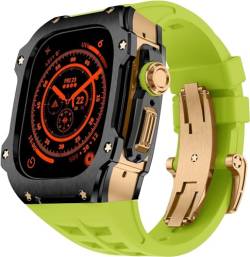 Jazoxy RM-Stil Edelstahl-Uhrengehäuse + Gummi-Uhrenarmband, Mod-Kit, für Apple Watch Ultra 8, 49 mm, DIY-Modifikation, Sport-Gummi-Ersatzarmband, Mod-Kit, Zubehör, For Ultra 49MM, Achat von Jazoxy