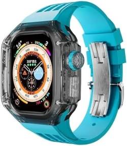 Jazoxy Transparentes Uhrengehäuse, Gummiband, Mod-Kit, für Apple Watch Ultra 49 mm, Rm, transparentes Uhrengehäuse, sportliches atmungsaktives Armband, für iWatch Serie 8, 49 mm, Ersatzzubehör, 49 mm, von Jazoxy