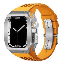Uhrengehäuse aus Titanlegierung, fluoriertes Uhrengehäuse, für Apple Watch 8, 7, 6, 5, 4, SE, 45, 44 mm, Ersatz-Uhrenarmband, verbesserte Luxus-Uhrenarmband-Umrüstung, 45 mm, Achat von Jazoxy