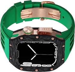 Upgrade-Titan-Kohlefaser-Uhrengehäuse und Gummiband, für Apple Watch 45 mm / 44 mm, Uhrenabdeckung, Sportarmband mit Verschluss, Uhrenzubehör, für iWatch Serie 8, 7, 6, SE, 5, 4, FOR 44MM, Achat von Jazoxy