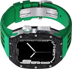 Upgrade-Titan-Kohlefaser-Uhrengehäuse und Gummiband, für Apple Watch 45 mm / 44 mm, Uhrenabdeckung, Sportarmband mit Verschluss, Uhrenzubehör, für iWatch Serie 8, 7, 6, SE, 5, 4, FOR 45MM, Achat von Jazoxy