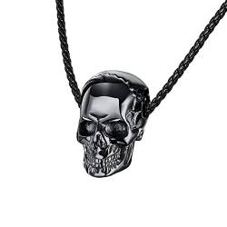 Jbniuay Lederkette Halskette herren mit Schädel Anhänger - Skull Kette Totenkopf Geschenkidee für Männer von Jbniuay