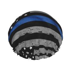 Jbyjbx Amerikanische dünne blaue Linienflagge, schöne Damen-Badekappe, Schutz, Haarbadkappe, leicht, aber langlebig von Jbyjbx