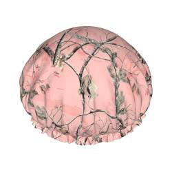 Jbyjbx Badekappe für Damen, Motiv: rosa Blätter, Camouflage-Druck, schöne Badekappe, Schutz, leicht, aber langlebig von Jbyjbx