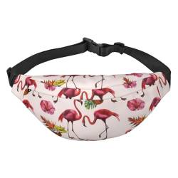 Modische Hüfttasche mit 3 Reißverschlusstaschen, große Bauchtasche für Damen und Herren, verstellbare Crossbody-Reisetasche/Goldmarmor/zum Laufen, Wandern, Outdoor-Aktivitäten, Flamingo, von Jcakes