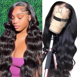 JcziJcx Human Hair Wig Lace Front Wig Body Wave Wig With Baby Hair 13x6 Lace Frontal Wig Brazilian Human Hair Wigs For Black Women Natural Black Wig 200% Density 26 Zoll von JcziJcx