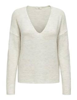 JDY Damen JDYELANORA L/S V-Neck PULLO. KNT NOOS Pullover, Cloud Dancer/Detail:Melange, XL von JdY