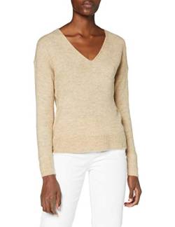 JDY Damen JDYELANORA L/S V-Neck PULLO. KNT NOOS Pullover, Oatmeal/Detail:Melange, L von JdY