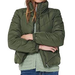 JDY Damen Kurze Puffer Jacke | Warme Stepp Winter Jacket ohne Kapuze | Wattierter Blouson JDYFINNO, Farben:Khaki, Größe:XL von JdY