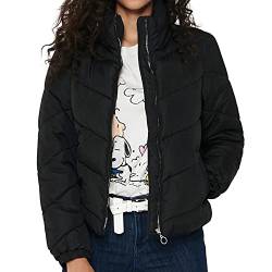 JDY Damen Kurze Puffer Jacke | Warme Stepp Winter Jacket ohne Kapuze | Wattierter Blouson JDYFINNO, Farben:Schwarz, Größe:L von JdY