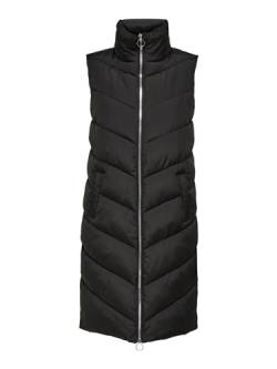 JdY Damen JDYFINNO Long Padded Waistcoat New NOOS Jacke, Black/Detail:Silver Zip, M von JdY