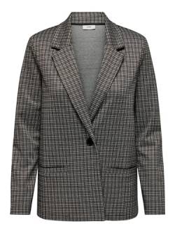 JdY Damen Karierter Langarm Blazer Eleganter Cardigan Business Jacke Mantel mit 2 Taschen JDYGEGGO, Farben:Braun, Größe:M von JdY