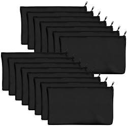 Jdeijfev 15 Stück schwarze Leinentaschen, 21,6 x 11,4 cm, Schreibwaren, Reißverschluss-Tasche, DIY-Graffiti-Federmäppchen, DIY-Geschenktasche von Jdeijfev