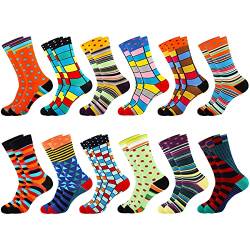 Jeasona 12 Paar Herrensocken 43-46 Bunte Kleid Baumwolle Socken Lustige Coole Geschenke für Männer, Mehrfarbig-8421, 9-11 von Jeasona