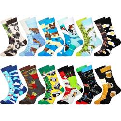 Jeasona 12 Paare Lustige Socken Herren 43-46 Set Bunte Socken Herren 43-46 Lustig Witzige Socken Männer mit Motiv Lustige Geschenke für Männer Socken Teenager Jungen Geschenk von Jeasona