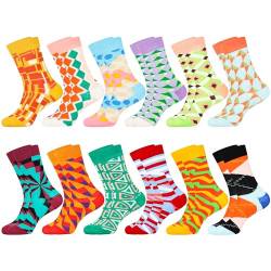 Jeasona 12 Paare Socken Damen 39-42 Bunt Geometrisches Muster Bunte Socken Damen 39-42 Baumwolle Damen-Socken Bunt von Jeasona