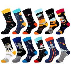 Jeasona 12 Paare Socken mit Weltraummotiv Socken Herren 43-46 Lustige Socken Herren 43-46 Bunt Witzige Baumwolle von Jeasona