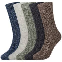 Jeasona 5 Paare Wollsocken Damen 39-42 Wadenstrümpfe Warme Socken Damen 39-42 Bunt Wintersocken Stricksocken für Damen Winter Wärme Socken Winter Socken Frauen Damen Socken Winter von Jeasona