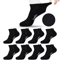 Jeasona 8 Paare Bambus Socken Herren mit Frottee Bambus Socken Herren 43-46 Sneaker Schwarz Bambussocken Herren 43-46 Ohne Gummi Herrensocken Ohne Gummibund Kurz für Diabetiker Diabetikersocken Kurz von Jeasona