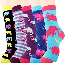 Jeasona Damen-Socken mit Tiermotiv, niedlich, lustig, aus Baumwolle, Geschenke für Frauen, Mehrfarbiger Elefant, von Jeasona