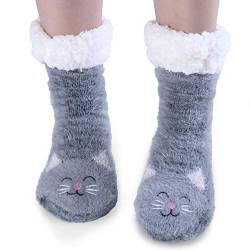 Jeasona Katzen Haussocken Damen Winter Antirutsch Hüttensocken Damen 35 – 38 Warme Dicke Flauschige Socken Geschenke für Frauen Weihnachten von Jeasona