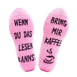Jeasona Kuschelsocken Damen Flauschige Lustige Wenn Du Das Lesen Kannst Socken mit Motiv Kaffee Geschenk für Frauen von Jeasona