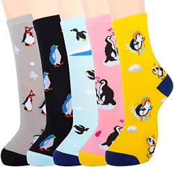 Jeasona Pinguin Geschenk Penguin Socken Damen 35-38 Knöchelsocken Tiermuster Baumwollsocken Bunte Socken Damen Lustige Multipack Valentinstag Geburtstag Weihnachten Geschenke (Mehrfarbig-Pinguin) von Jeasona