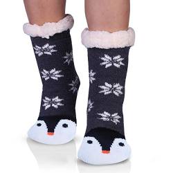 Jeasona Pinguin Haussocken Damen Winter Antirutsch Hüttensocken Damen 35 – 38 Warme Dicke Flauschige Socken Geschenke für Frauen Weihnachten von Jeasona