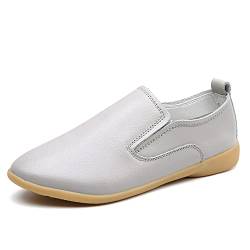 JeathFea Damen Casual Runde Kopf Mokassin Schuhe Bequem Leder Atmungsaktiv Loafers Fahren Outdoor Walking Krankenschwester Atmungsaktiv Fahren Mode Weiche Schuhe von JeathFea