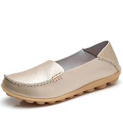 JeathFea Damen Slip On Flats Lässige Mokassins mit runden Zehen Bequeme Lederhalbschuhe Wild Walking Nurse Atmungsaktive Fahrmode Weiche Schuhe von JeathFea