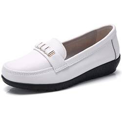 JeathFea Klassische Leder Loafer für Damen lässig leicht rutschfest Mokassins Flache Schuhe Büro Fahren Gehen Slip on Damen Loafer Schuhe von JeathFea