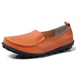 JeathFea Lässige Loafer für Damen weiches Leder leicht Klassische Penny Slip on Loafer Outdoor drinnen zu Fuß Mokassins Flache Schuhe für Damen Krankenschwester Loafer Flache Schuhe von JeathFea