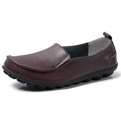 JeathFea Lässige Loafer für Damen weiches Leder leicht Klassische Penny Slip on Loafer Outdoor drinnen zu Fuß Mokassins Flache Schuhe für Damen Krankenschwester Loafer Flache Schuhe von JeathFea